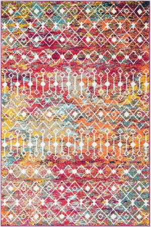 Multicolor 6' 1 x 9' Tribal Trellis Rectangle Area Rug Geometric Southwestern Inspired Durable Carpet for Home Interior Design for Sale at Rug Engine
