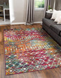 Multicolor 9' x 12' Tribal Trellis Rectangle Area Rug Geometric Southwestern Inspired Durable Carpet for Home Interior Design for Sale at Rug Engine