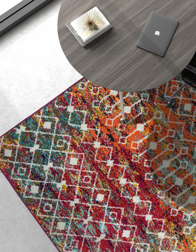 Multicolor 9' x 12' Tribal Trellis Rectangle Area Rug Geometric Southwestern Inspired Durable Carpet for Home Interior Design for Sale at Rug Engine
