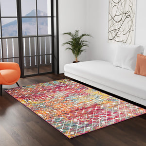 Multicolor 2' x 3' 1 Tribal Trellis Rectangle Area Rug Geometric Southwestern Inspired Durable Carpet for Home Interior Design for Sale at Rug Engine