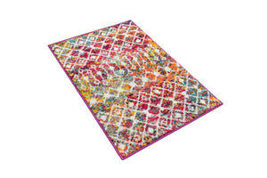 Multicolor 2' x 3' 1 Tribal Trellis Rectangle Area Rug Geometric Southwestern Inspired Durable Carpet for Home Interior Design for Sale at Rug Engine