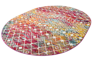 Multicolor 7' 10 x 10' Tribal Trellis Oval Area Rug Geometric Southwestern Inspired Durable Carpet for Home Interior Design for Sale at Rug Engine