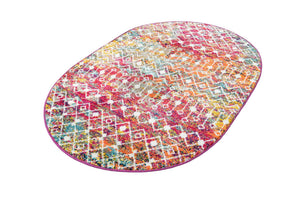 Multicolor 4' 1 x 6' 1 Tribal Trellis Oval Area Rug Geometric Southwestern Inspired Durable Carpet for Home Interior Design for Sale at Rug Engine