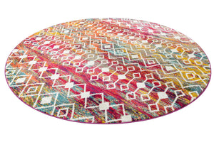 Multicolor 10' x 10' Tribal Trellis Round Area Rug Geometric Southwestern Inspired Durable Carpet for Home Interior Design for Sale at Rug Engine