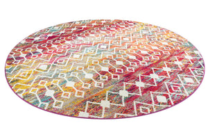 Multicolor 10' x 10' Tribal Trellis Round Area Rug Geometric Southwestern Inspired Durable Carpet for Home Interior Design for Sale at Rug Engine