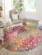 Multicolor 7' 10 x 7' 10 Tribal Trellis Round Area Rug Geometric Southwestern Inspired Durable Carpet for Home Interior Design for Sale at Rug Engine