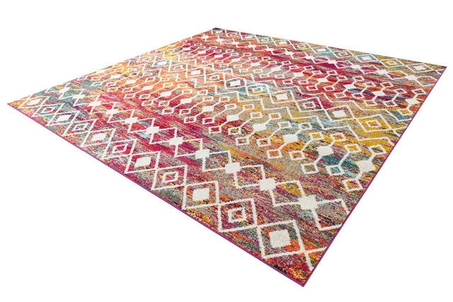 Multicolor 10' x 10' Tribal Trellis Square Area Rug Geometric Southwestern Inspired Durable Carpet for Home Interior Design for Sale at Rug Engine