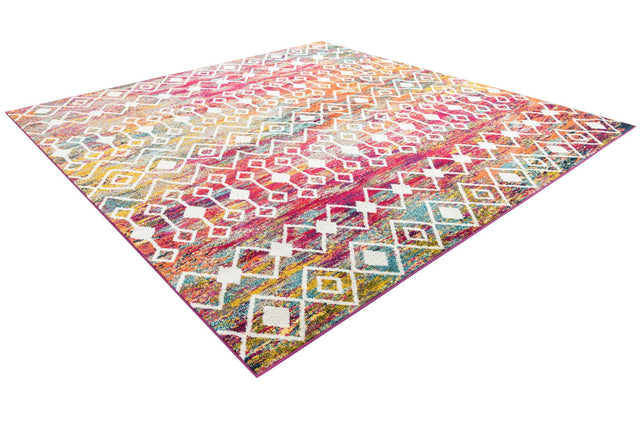 Multicolor 10' x 10' Tribal Trellis Square Area Rug Geometric Southwestern Inspired Durable Carpet for Home Interior Design for Sale at Rug Engine