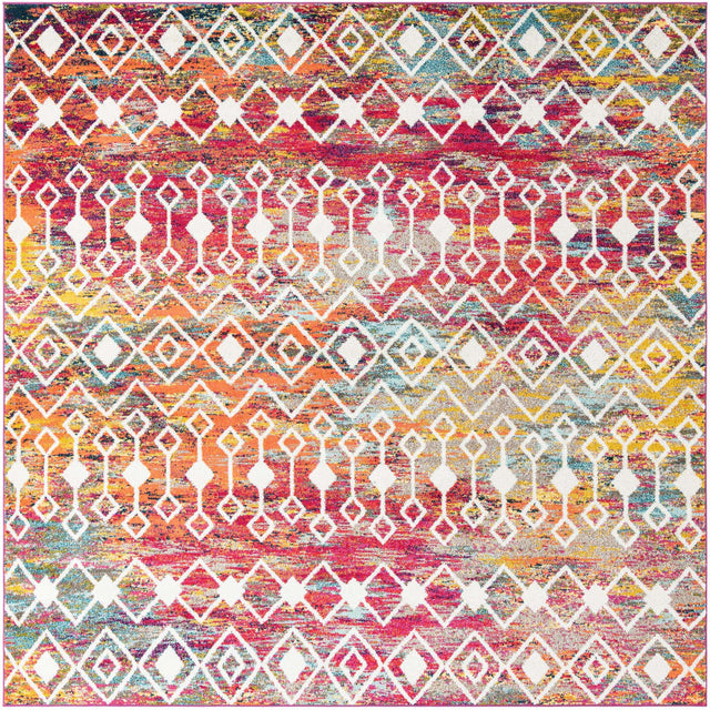 Multicolor 10' x 10' Tribal Trellis Square Area Rug Geometric Southwestern Inspired Durable Carpet for Home Interior Design for Sale at Rug Engine