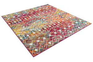 Multicolor 6' 1 x 6' 1 Tribal Trellis Square Area Rug Geometric Southwestern Inspired Durable Carpet for Home Interior Design for Sale at Rug Engine