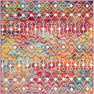 Multicolor 6' 1 x 6' 1 Tribal Trellis Square Area Rug Geometric Southwestern Inspired Durable Carpet for Home Interior Design for Sale at Rug Engine
