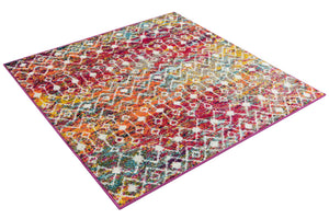 Multicolor 4' 1 x 4' 1 Tribal Trellis Square Area Rug Geometric Southwestern Inspired Durable Carpet for Home Interior Design for Sale at Rug Engine