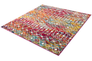 Multicolor 5' 3 x 5' 3 Tribal Trellis Square Area Rug Geometric Southwestern Inspired Durable Carpet for Home Interior Design for Sale at Rug Engine