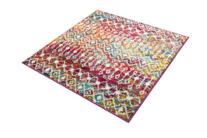 Multicolor 3' 1 x 3' 1 Tribal Trellis Square Area Rug Geometric Southwestern Inspired Durable Carpet for Home Interior Design for Sale at Rug Engine