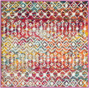 Multicolor 3' 1 x 3' 1 Tribal Trellis Square Area Rug Geometric Southwestern Inspired Durable Carpet for Home Interior Design for Sale at Rug Engine