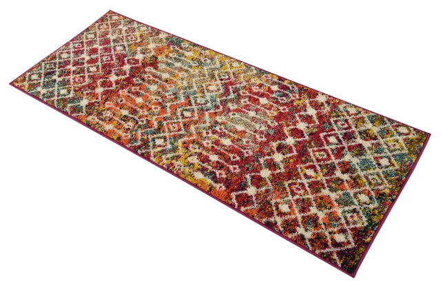 Multicolor 2' x 5' 1 Tribal Trellis Runner Area Rug Geometric Southwestern Inspired Durable Carpet for Home Interior Design for Sale at Rug Engine