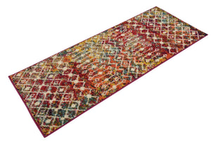 Multicolor 2' x 5' 1 Tribal Trellis Runner Area Rug Geometric Southwestern Inspired Durable Carpet for Home Interior Design for Sale at Rug Engine