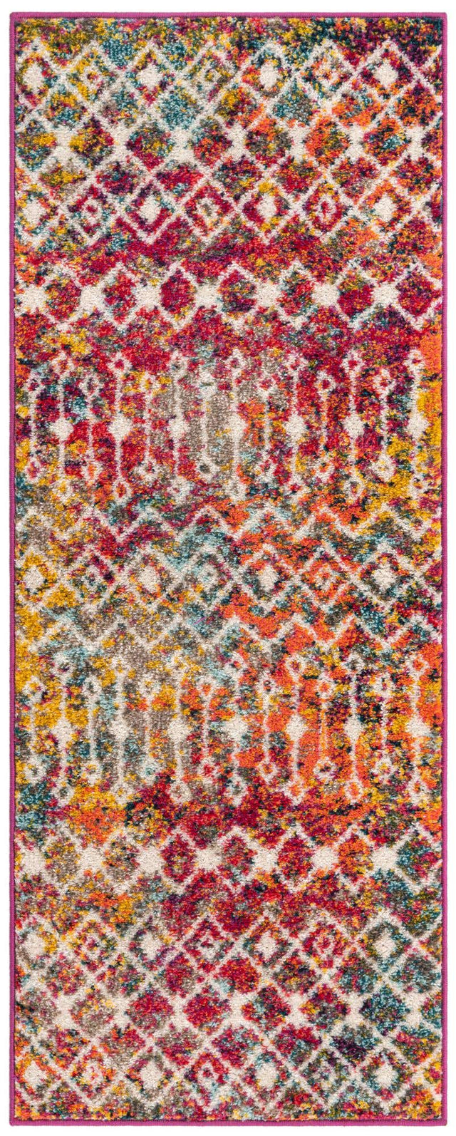 Multicolor 2' x 5' 1 Tribal Trellis Runner Area Rug Geometric Southwestern Inspired Durable Carpet for Home Interior Design for Sale at Rug Engine