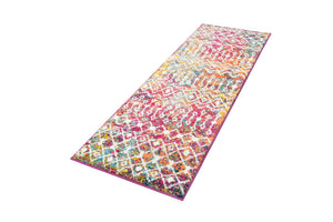Multicolor 2' x 6' 1 Tribal Trellis Runner Area Rug Geometric Southwestern Inspired Durable Carpet for Home Interior Design for Sale at Rug Engine