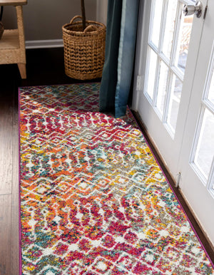 Multicolor 2' x 8' Tribal Trellis Runner Area Rug Geometric Southwestern Inspired Durable Carpet for Home Interior Design for Sale at Rug Engine
