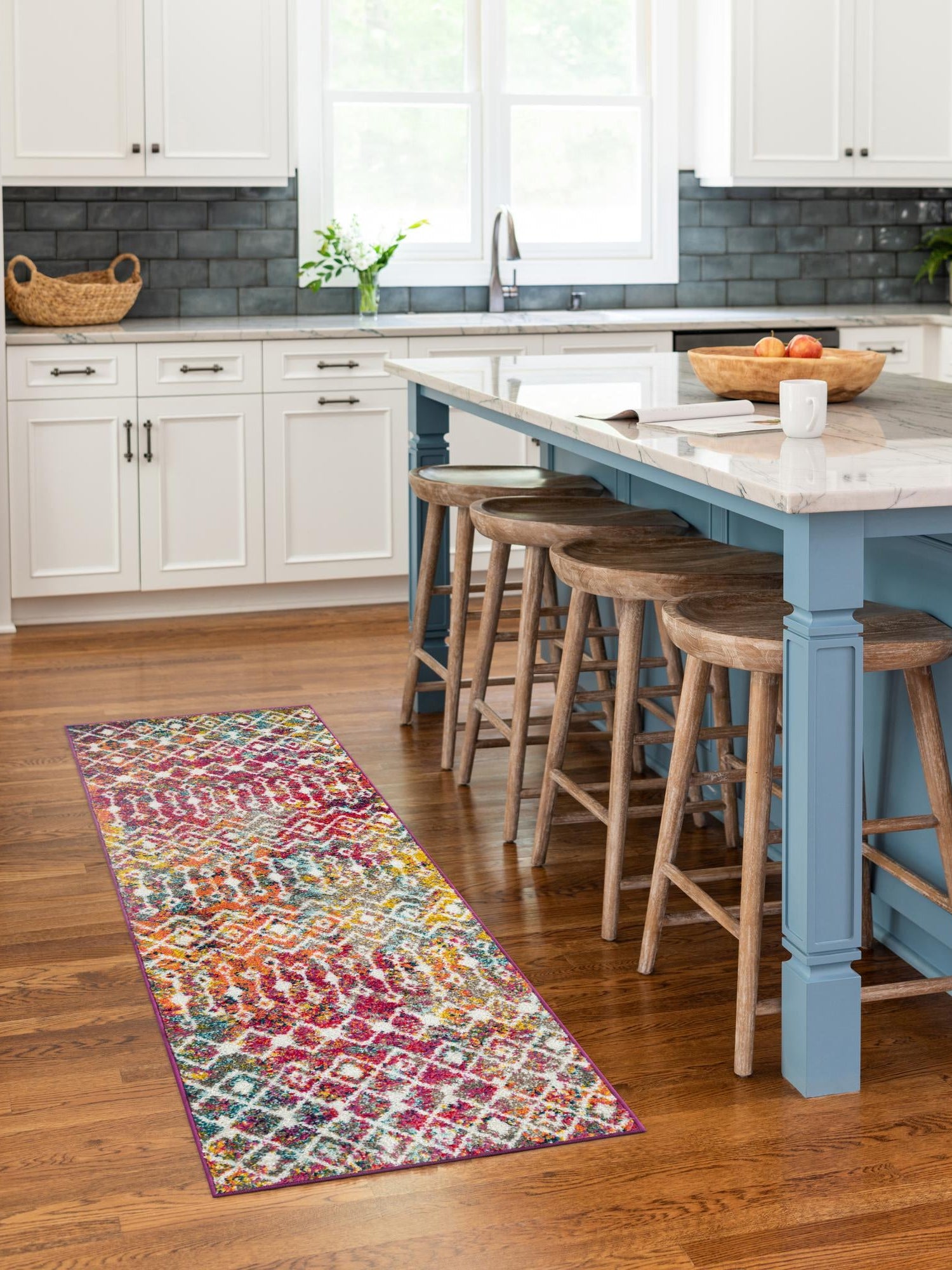 Multicolor 2' x 7' 1 Tribal Trellis Runner Area Rug Geometric Southwestern Inspired Durable Carpet for Home Interior Design for Sale at Rug Engine