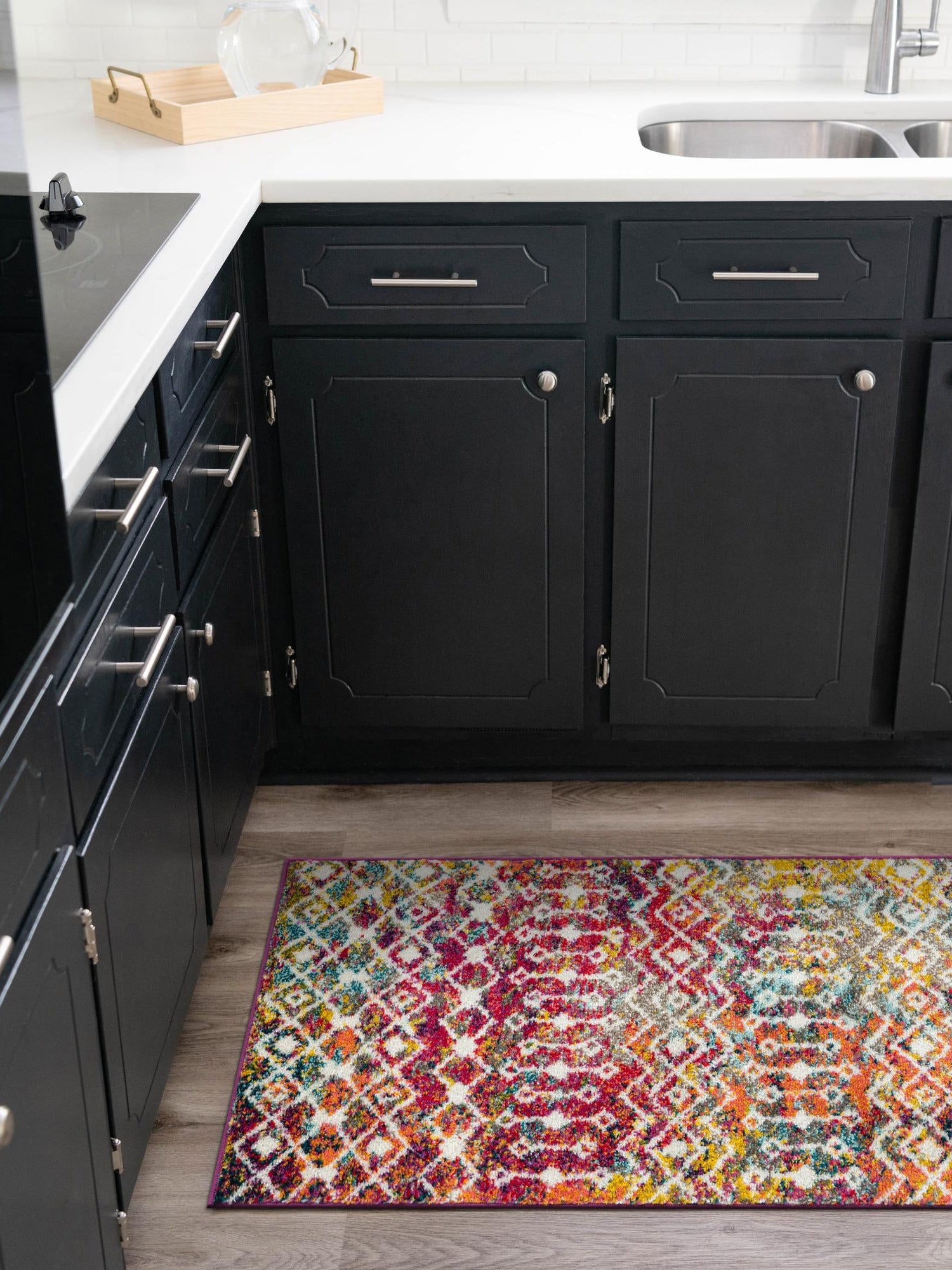 Multicolor 2' 7 x 12' Tribal Trellis Runner Area Rug Geometric Southwestern Inspired Durable Carpet for Home Interior Design for Sale at Rug Engine