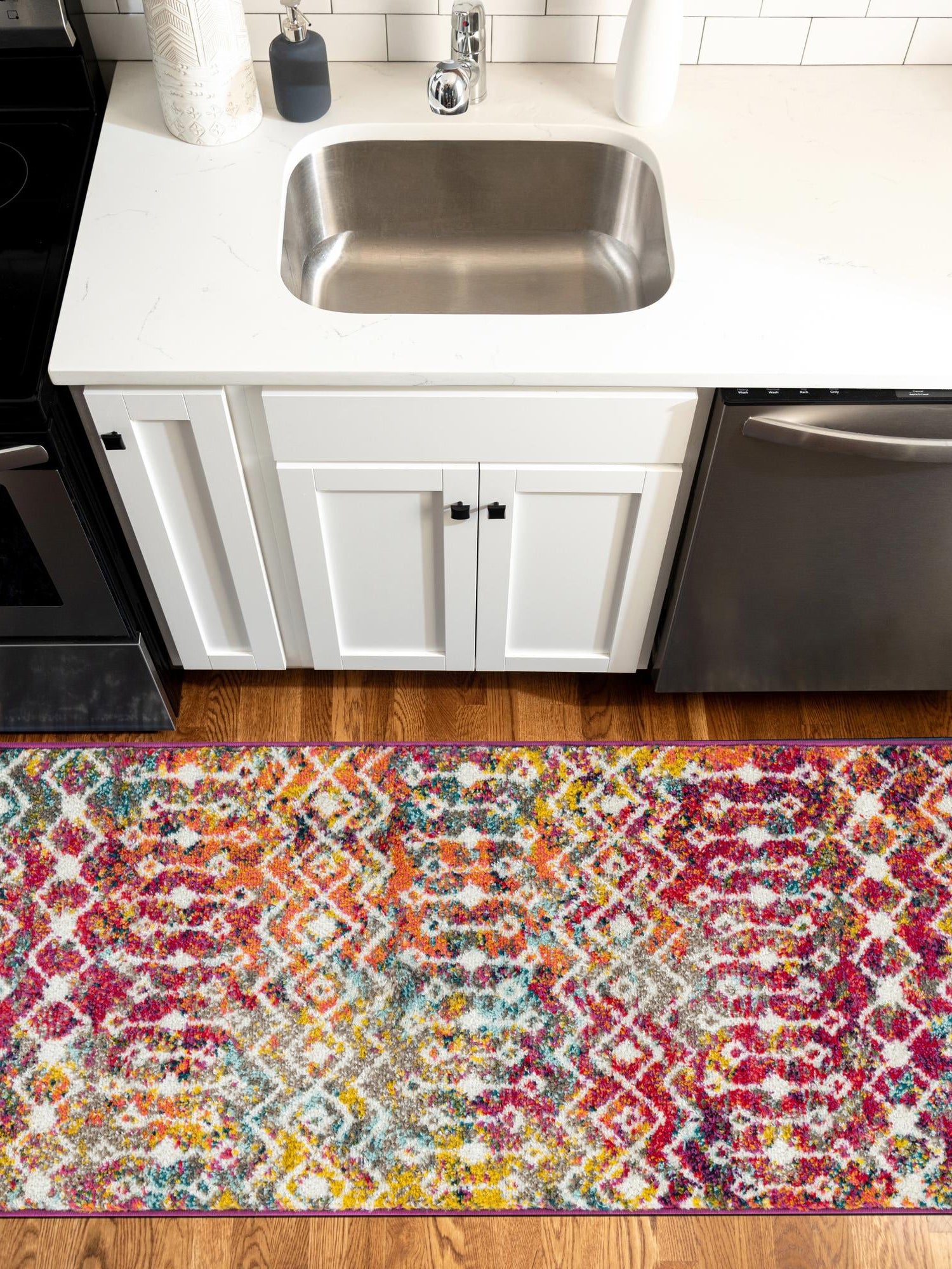 Multicolor 2' x 5' 1 Tribal Trellis Runner Area Rug Geometric Southwestern Inspired Durable Carpet for Home Interior Design for Sale at Rug Engine