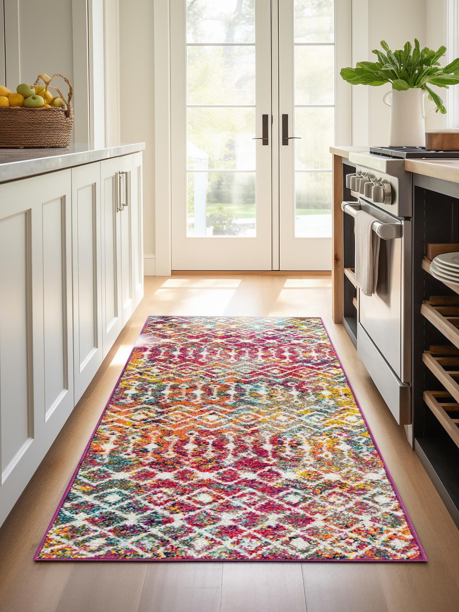 Multicolor 2' x 5' 1 Tribal Trellis Runner Area Rug Geometric Southwestern Inspired Durable Carpet for Home Interior Design for Sale at Rug Engine