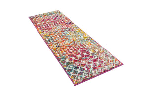 Multicolor 2' x 6' 1 Tribal Trellis Runner Area Rug Geometric Southwestern Inspired Durable Carpet for Home Interior Design for Sale at Rug Engine