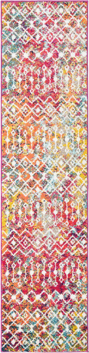 Multicolor 2' x 8' Tribal Trellis Runner Area Rug Geometric Southwestern Inspired Durable Carpet for Home Interior Design for Sale at Rug Engine
