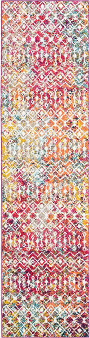 Multicolor 2' 7 x 10' Tribal Trellis Runner Area Rug Geometric Southwestern Inspired Durable Carpet for Home Interior Design for Sale at Rug Engine