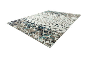 Ivory Gray Blue 10' 8 x 14' Tribal Trellis Rectangle Area Rug Geometric Southwestern Inspired Durable Carpet for Home Interior Design for Sale at Rug Engine
