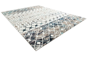 Ivory Gray Blue 10' x 13' 1 Tribal Trellis Rectangle Area Rug Geometric Southwestern Inspired Durable Carpet for Home Interior Design for Sale at Rug Engine
