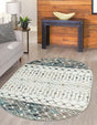 Ivory Gray Blue 7' 10 x 10' Tribal Trellis Oval Area Rug Geometric Southwestern Inspired Durable Carpet for Home Interior Design for Sale at Rug Engine