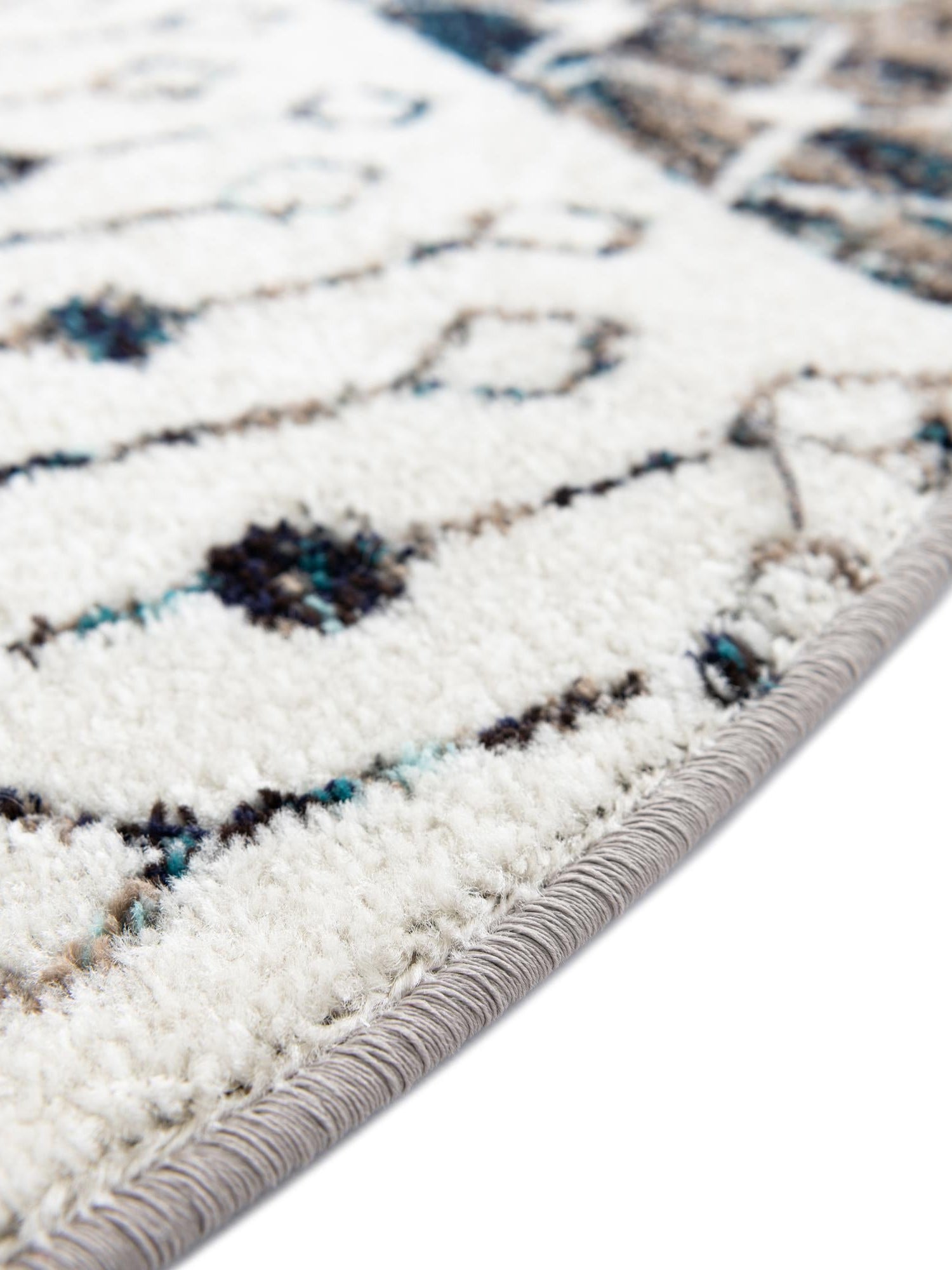Ivory Gray Blue 10' x 10' Tribal Trellis Round Area Rug Geometric Southwestern Inspired Durable Carpet for Home Interior Design for Sale at Rug Engine