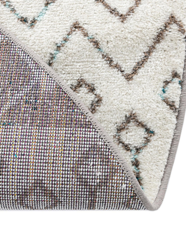 Ivory Gray Blue 10' x 10' Tribal Trellis Round Area Rug Geometric Southwestern Inspired Durable Carpet for Home Interior Design for Sale at Rug Engine