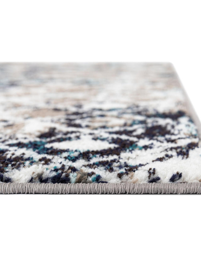 Ivory Gray Blue 3' 1 x 3' 1 Tribal Trellis Square Area Rug Geometric Southwestern Inspired Durable Carpet for Home Interior Design for Sale at Rug Engine