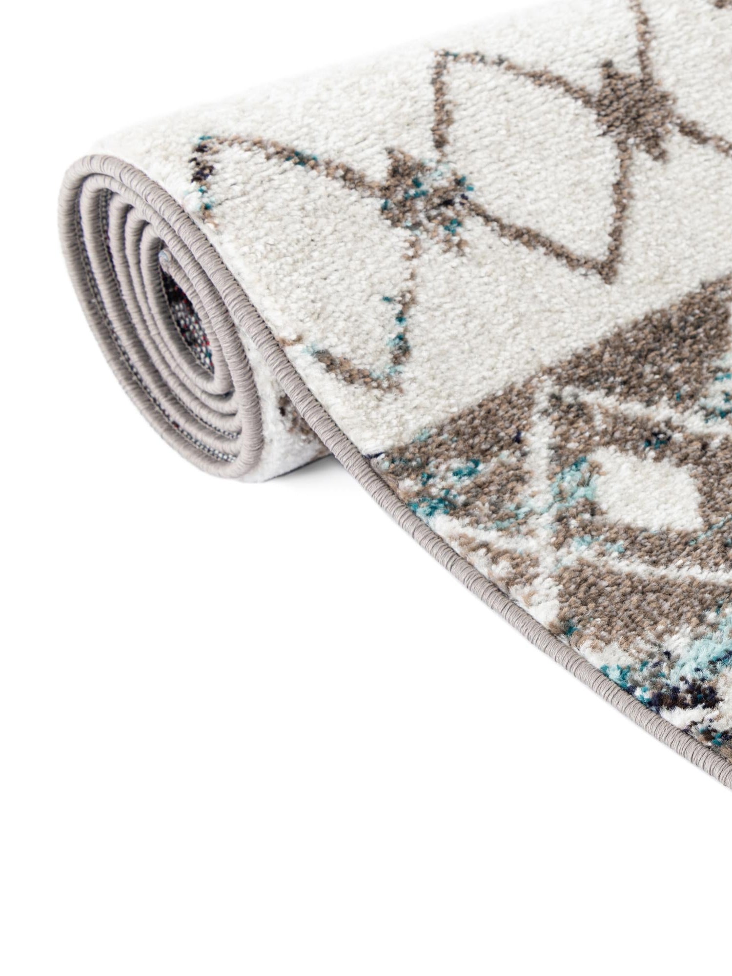 Ivory Gray Blue 4' 1 x 4' 1 Tribal Trellis Square Area Rug Geometric Southwestern Inspired Durable Carpet for Home Interior Design for Sale at Rug Engine