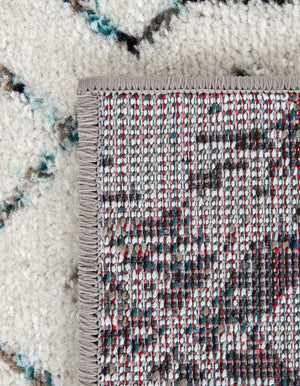 Ivory Gray Blue 2' 7 x 12' Tribal Trellis Runner Area Rug Geometric Southwestern Inspired Durable Carpet for Home Interior Design for Sale at Rug Engine