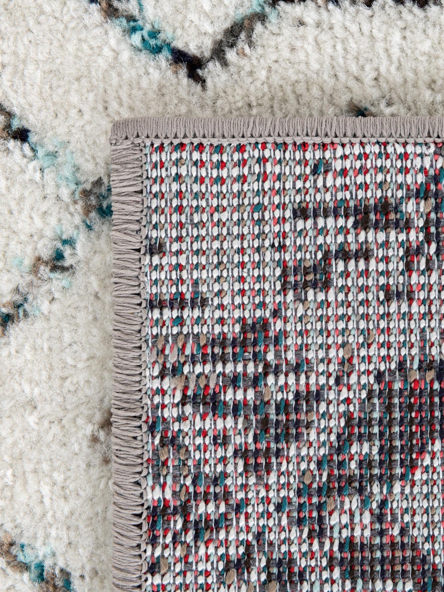 Ivory Gray Blue 2' x 7' 1 Tribal Trellis Runner Area Rug Geometric Southwestern Inspired Durable Carpet for Home Interior Design for Sale at Rug Engine