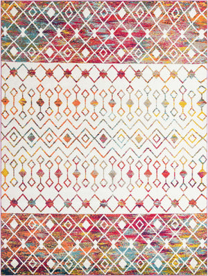 Ivory Multicolor 10' 8 x 14' Tribal Trellis Rectangle Area Rug Geometric Southwestern Inspired Durable Carpet for Home Interior Design for Sale at Rug Engine