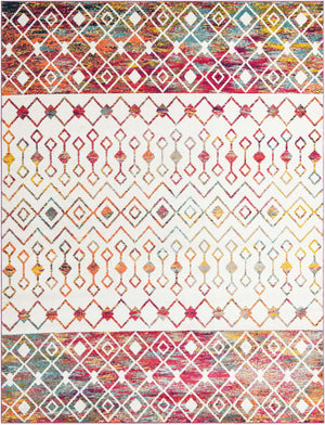 Ivory Multicolor 10' x 13' 1 Tribal Trellis Rectangle Area Rug Geometric Southwestern Inspired Durable Carpet for Home Interior Design for Sale at Rug Engine