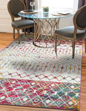 Ivory Multicolor 10' x 13' 1 Tribal Trellis Rectangle Area Rug Geometric Southwestern Inspired Durable Carpet for Home Interior Design for Sale at Rug Engine