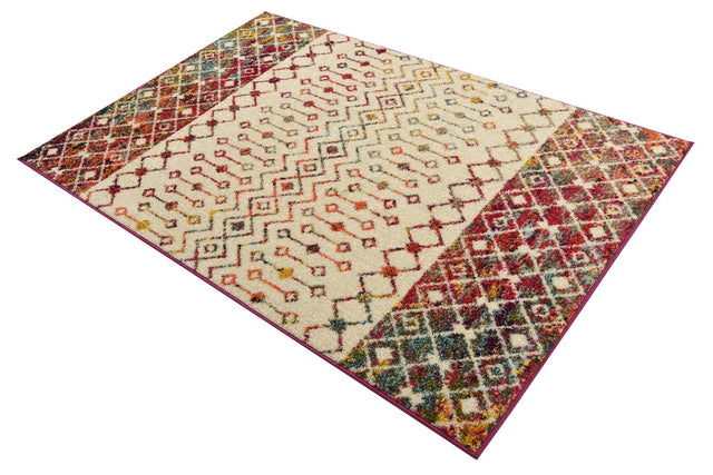 Ivory Multicolor 4' 1 x 6' 1 Tribal Trellis Rectangle Area Rug Geometric Southwestern Inspired Durable Carpet for Home Interior Design for Sale at Rug Engine