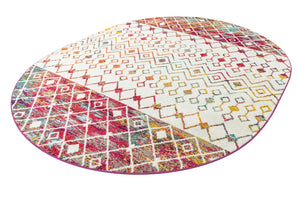 Ivory Multicolor 7' 10 x 10' Tribal Trellis Oval Area Rug Geometric Southwestern Inspired Durable Carpet for Home Interior Design for Sale at Rug Engine