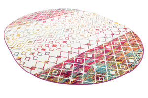 Ivory Multicolor 7' 10 x 10' Tribal Trellis Oval Area Rug Geometric Southwestern Inspired Durable Carpet for Home Interior Design for Sale at Rug Engine