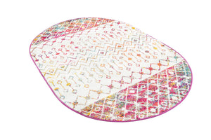 Ivory Multicolor 4' 1 x 6' 1 Tribal Trellis Oval Area Rug Geometric Southwestern Inspired Durable Carpet for Home Interior Design for Sale at Rug Engine