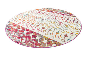 Ivory Multicolor 10' x 10' Tribal Trellis Round Area Rug Geometric Southwestern Inspired Durable Carpet for Home Interior Design for Sale at Rug Engine