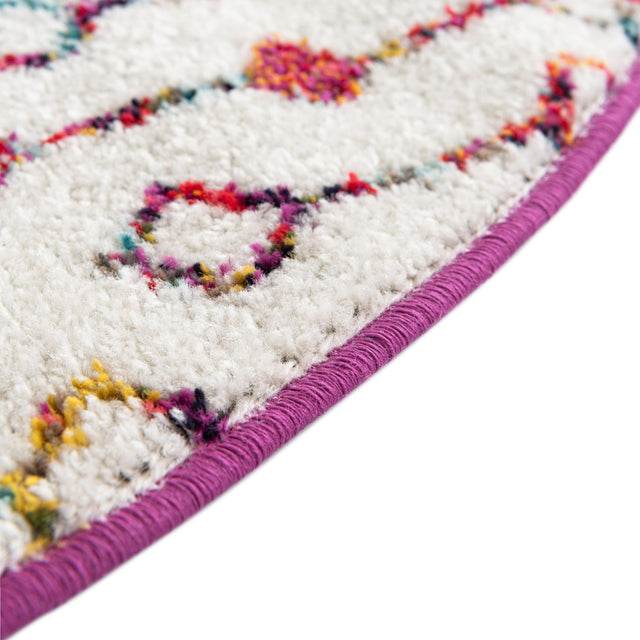 Ivory Multicolor 10' x 10' Tribal Trellis Round Area Rug Geometric Southwestern Inspired Durable Carpet for Home Interior Design for Sale at Rug Engine