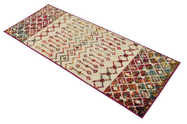 Ivory Multicolor 2' x 5' 1 Tribal Trellis Runner Area Rug Geometric Southwestern Inspired Durable Carpet for Home Interior Design for Sale at Rug Engine
